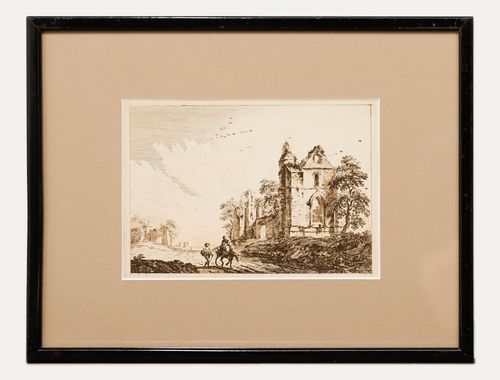 Paul Sandby (1730 1809) Early 19th Century Etching, By The Ruined Church
