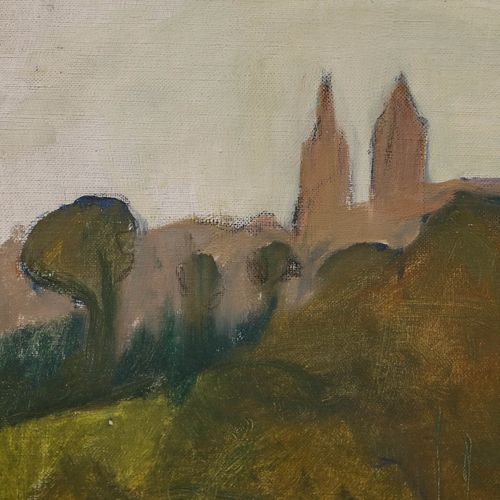 Cecile Hertz Eyrolles (1875 1974) Mid 20th Century Oil, View Of The Cathedral photo Art