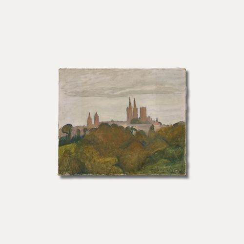 Cecile Hertz Eyrolles (1875 1974) Mid 20th Century Oil, View Of The Cathedral photo vintage
