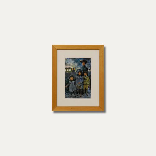 20th Century Acrylic Children And Their Nanny photo vinterior
