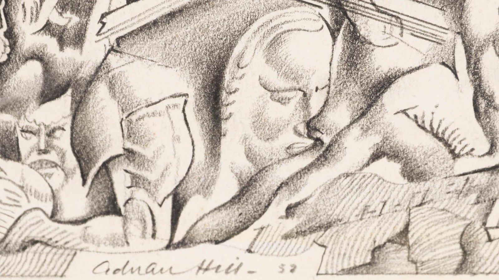 Adrian Hill Proi Rba (1895 1977) 1952 Charcoal Drawing Moments From Antiquity photo 172.0