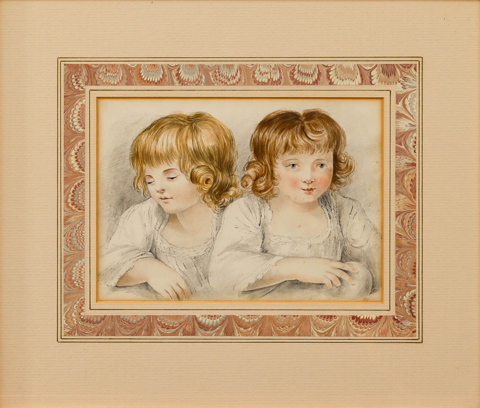 British School 19th Century Watercolour The Twins photo furniture