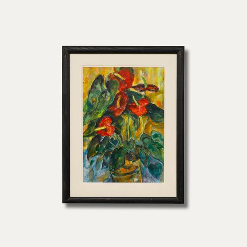 Glo Williams (B.1940) 20th Century Watercolour, Anthurium Lily photo vintage