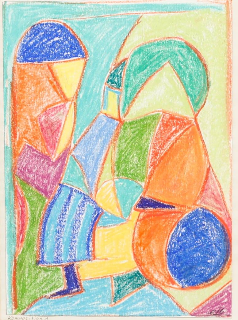 Erwin Steinhauser (1939 2023) 20th Century Pastel, Abstract Composition photo furniture