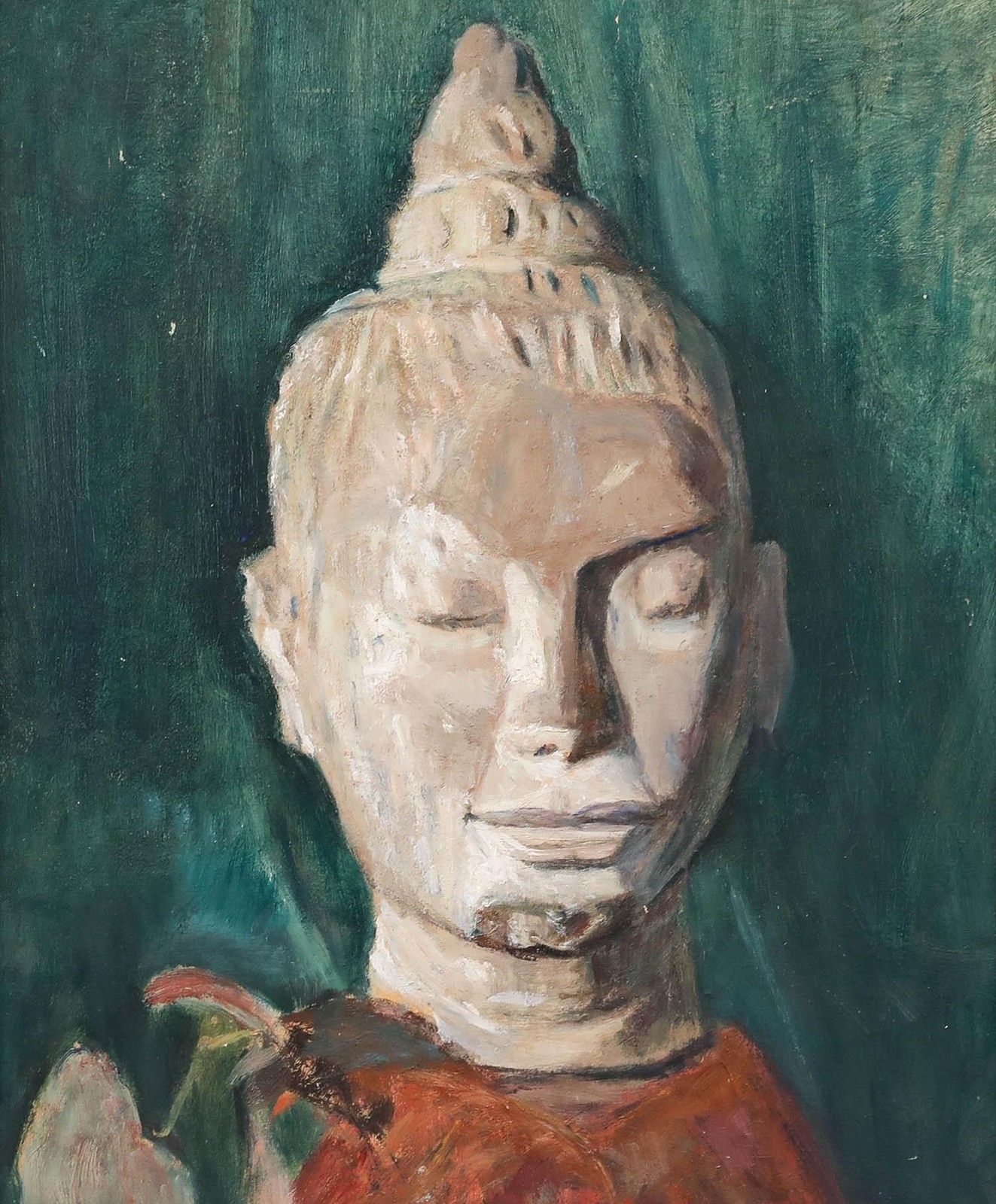 Cecile Hertz Eyrolles (1875 1974) Framed Oil, Stone Buddha photo furniture