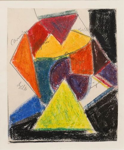 August Ludwig Schmitt (1882 1936) Pastel, Abstract Stained Glass III photo furniture