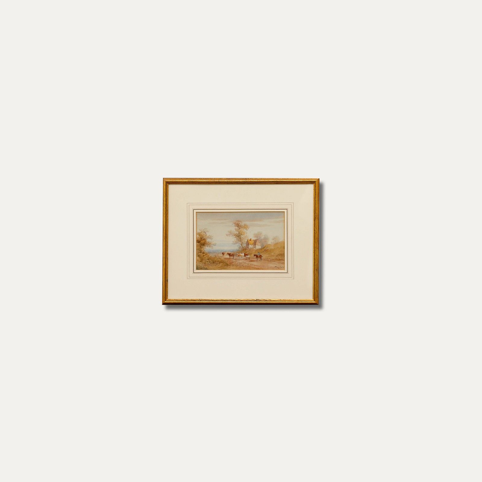 William Henry Earp (1831 1914) Watercolour, Sussex Landscape With Drover photo vintage
