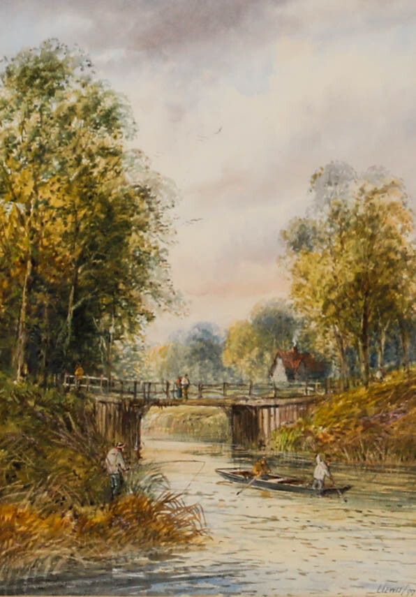 Lennard Lewis Ra (1826 1913) Watercolour, River Scene With Figures Boating photo furniture
