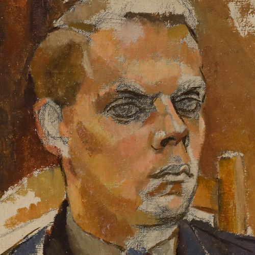 Attrib. Robert De Quin Mid 20th Century Oil, Man In A Suit photo Art