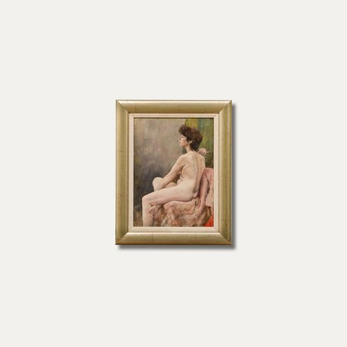 George Weissbort (1928 2013) Framed 20th Century Oil, Nude In Profile photo vintage