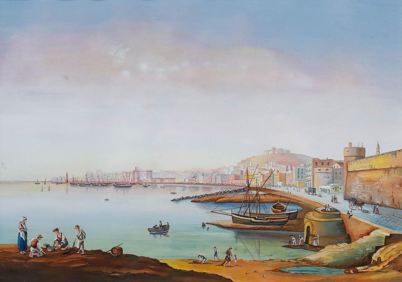 Neapolitan School 19th Century Gouache The Bay photo furniture