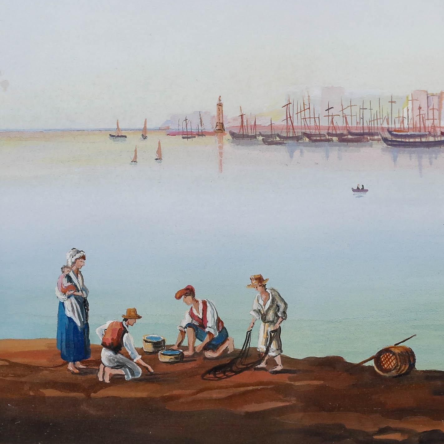 Neapolitan School 19th Century Gouache The Bay photo Art