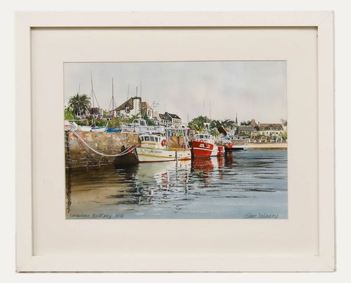 Jane Delaney Framed Contemporary Watercolour, Locquirec, Brittany