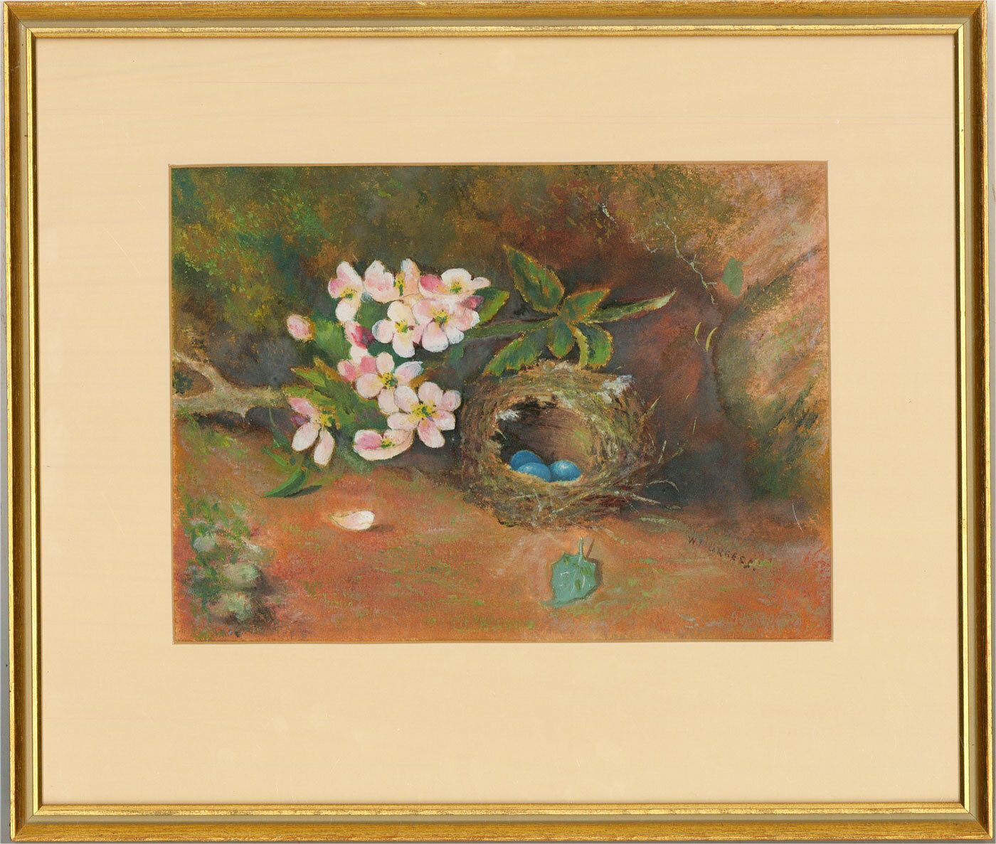 W. Burgess  Early 20th Century Oil, The Robin's Nest