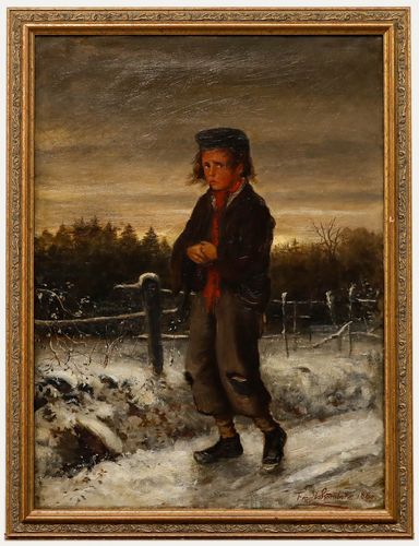Frank Sternberg Barbizon School 1880 Oil, The Young Tatterdemalion
