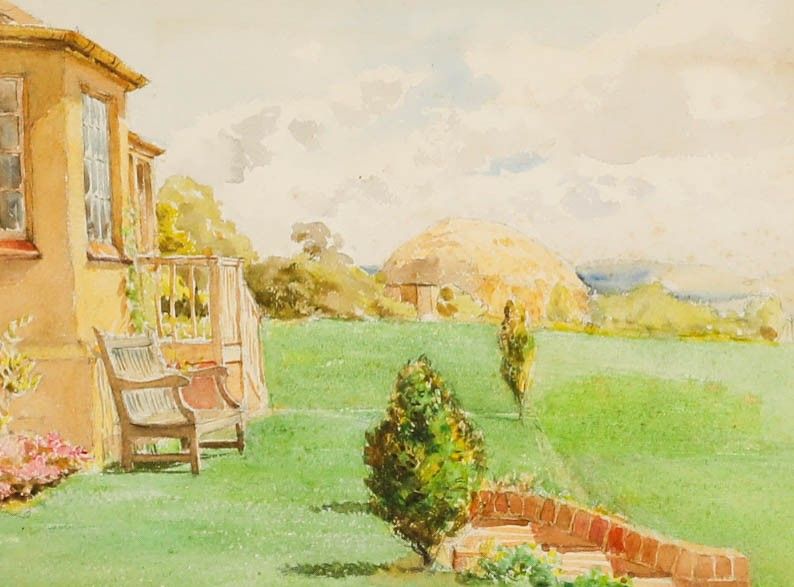 Alfred Henry Hart (1866 1953) Early 20th Century Watercolour, Summer Garden photo furniture