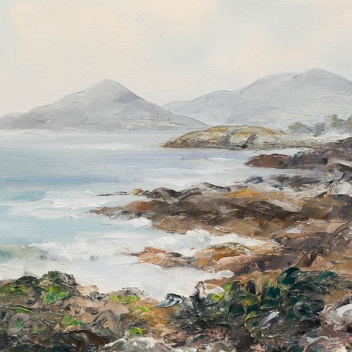 Framed 20th Century Oil The White Strand photo Art