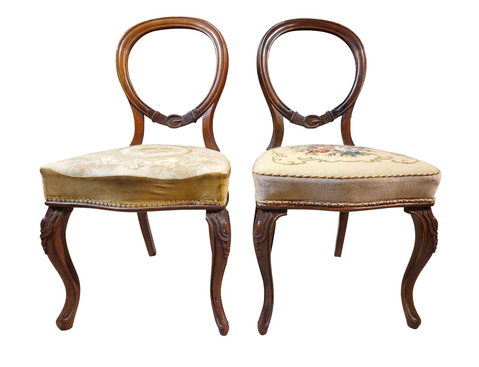 Set Of Four Victorian Walnut Balloon Back Chairs photo for sale