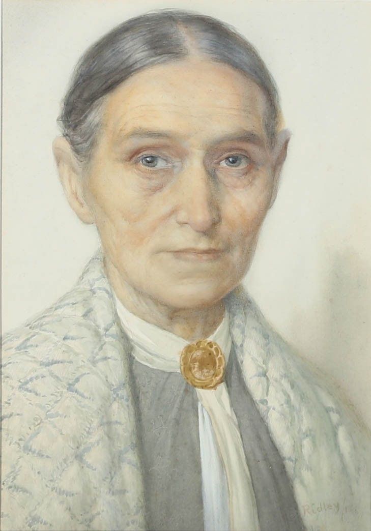 Edward Ridley (1883 1946) 1918 Watercolour, Woman With Brooch And Shawl photo furniture