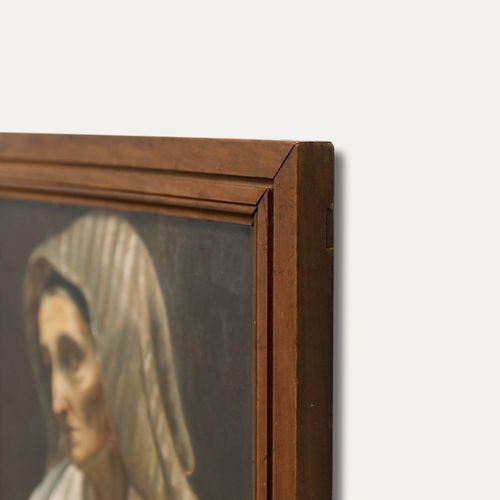 Italian School 19th Century Oil Lady In A Striped Head Scarf photo vinterior