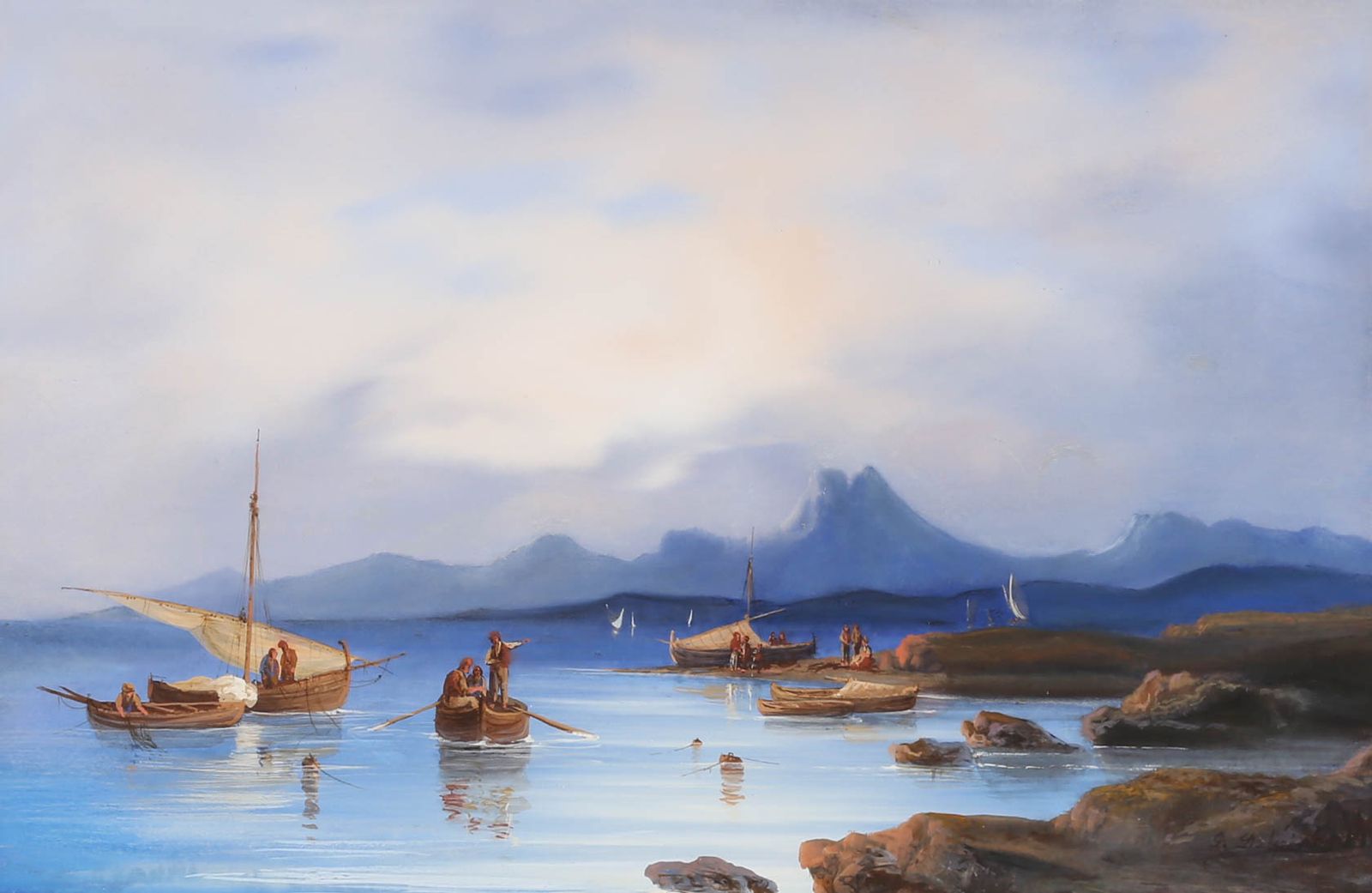 Italian School Early 20th Century Gouache Rocky Inlet photo furniture