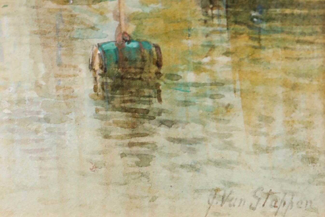 J. Van Stappen Dutch School  20th Century Watercolour, Rotterdam photo vinterior