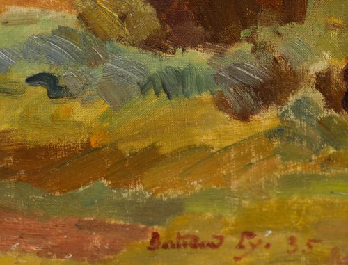 Bertrand Py (1895 1973) Framed Oil, Looking Towards The Village Bell Tower photo vinterior