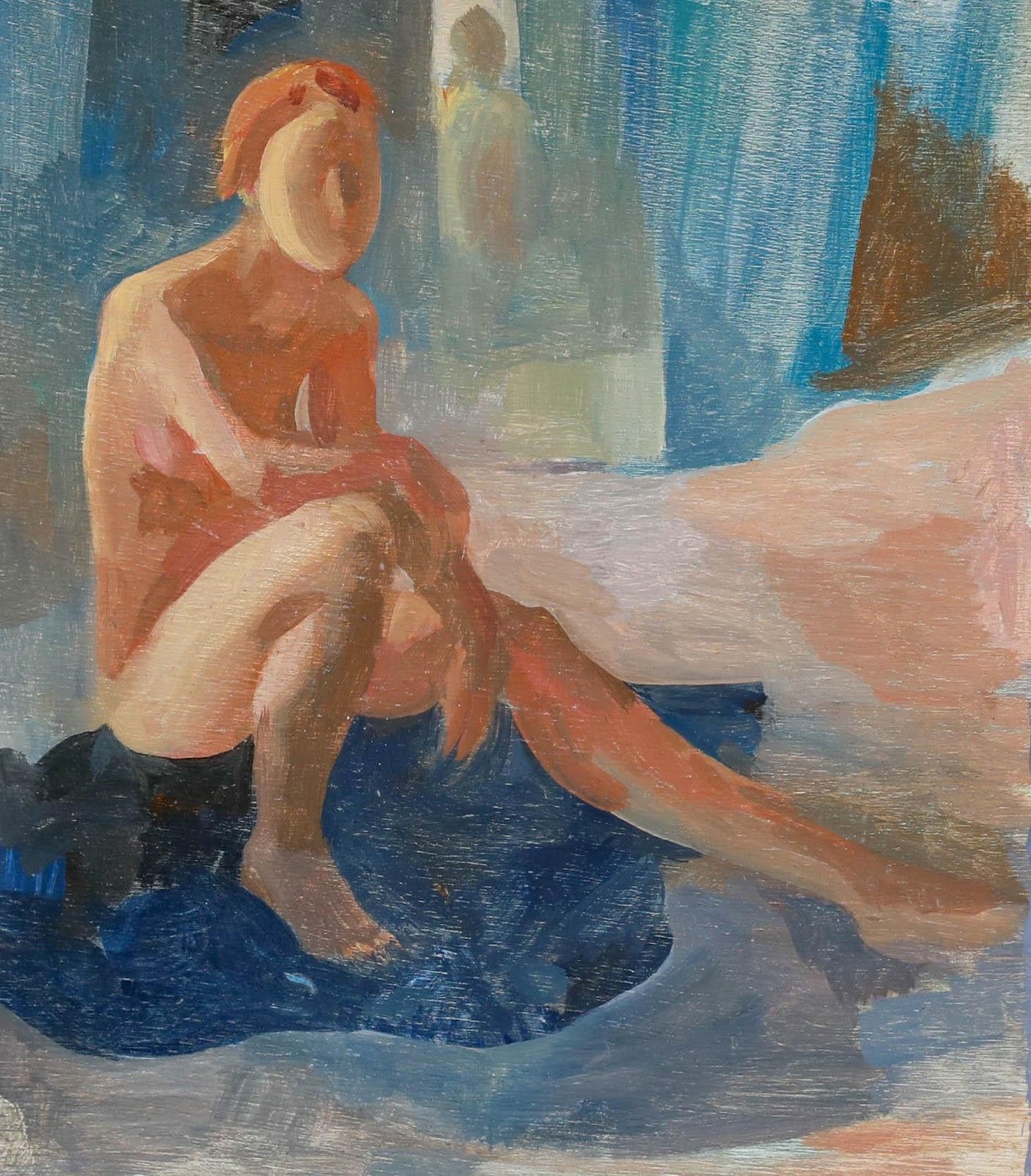Bernadette Kelly (B.1933) 20th Century Oil, Sitting Nude photo furniture