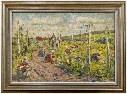 Alexander Andreyevich Lopadkin (1922 1996) 1994 Oil, Working The Fields