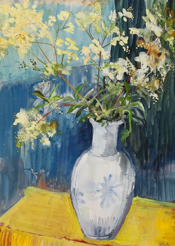 Nola Armstrong 20th Century Mixed Media, Vase With Meadowsweet photo furniture