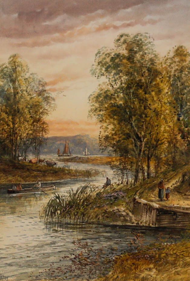 Lennard Lewis Ra (1826 1913) Framed Watercolour, A Busy Riverside photo furniture