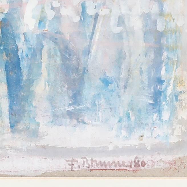 Fritz Brunner (1908 1996) Framed 1980 Gouache, Sun Over The Blossoms photo vinterior