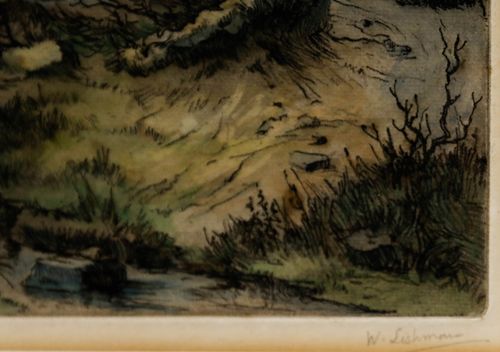 Walter Lishman (1900 1986) Mid 20th Century Aquatint, Yorkshire Moors photo vinterior