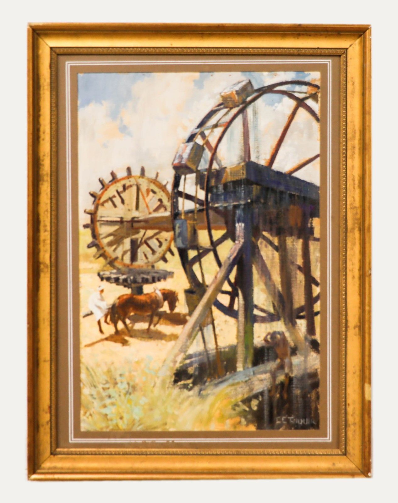 Clifford Charles Turner (1920 2018) 20th Century Oil, Horse Mill