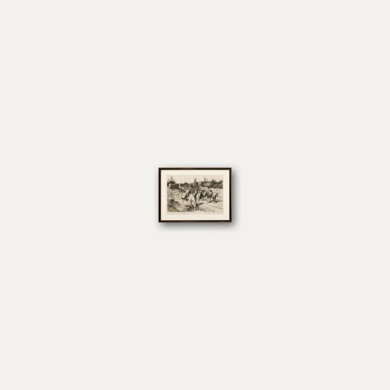 Peter Moran (1841 1914) Framed Etching, On The Road To Santa Fe photo vinterior