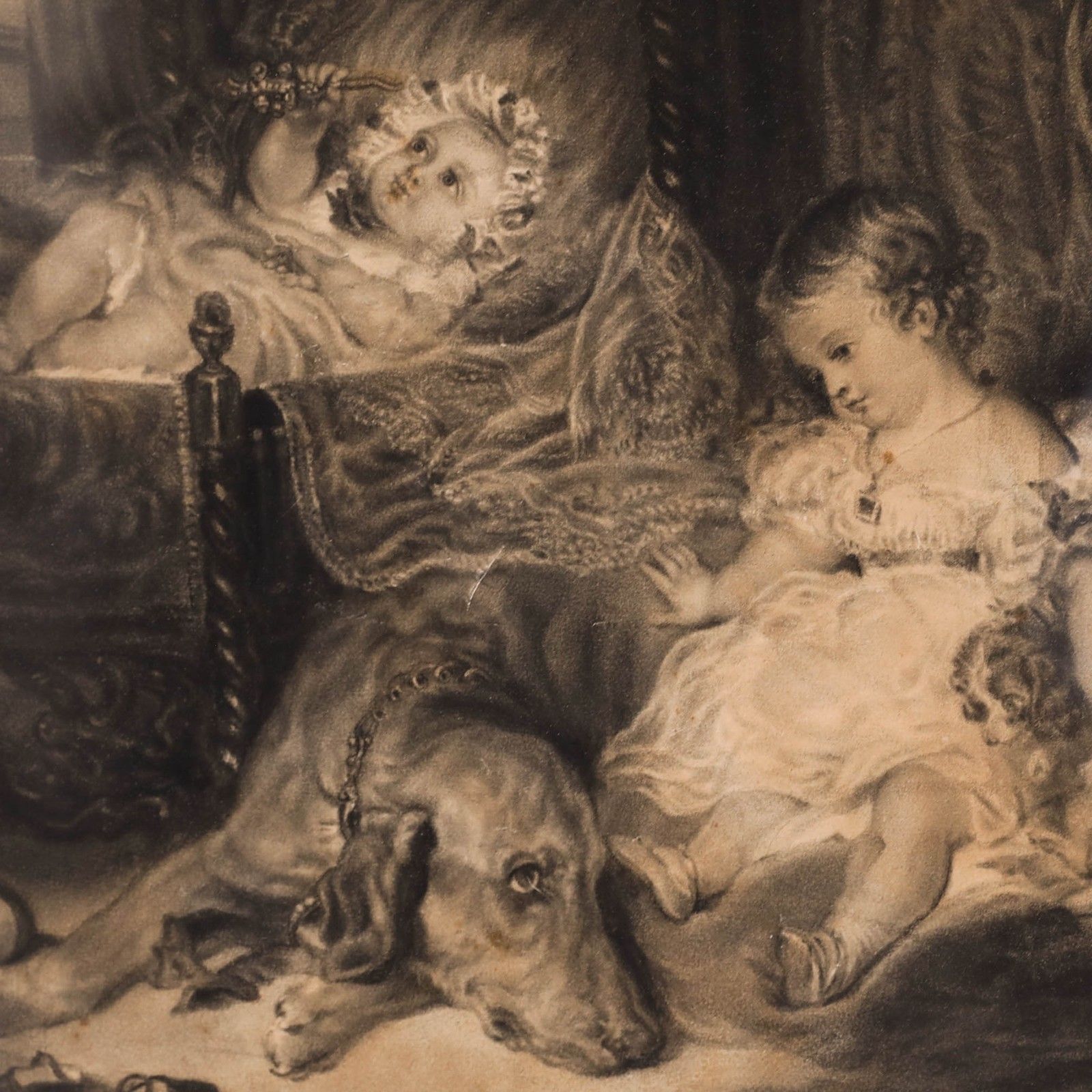 Miss Greenway 19th Century Charcoal Drawing, Portraits Of A Friend's Children photo Art