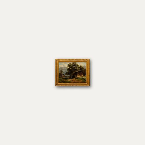 Manner Of Abraham Hulk Junior Framed Late 19th Century Oil, Alpine Village photo buy