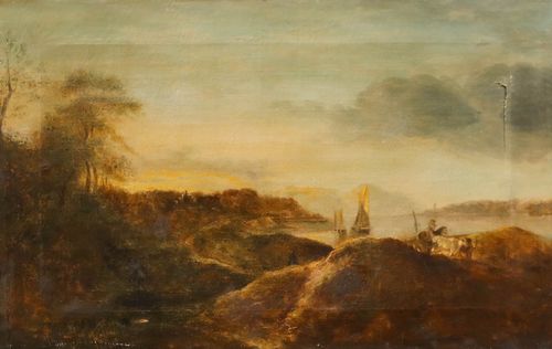 19th Century Oil For Restoration Sailing Boats In The Cove