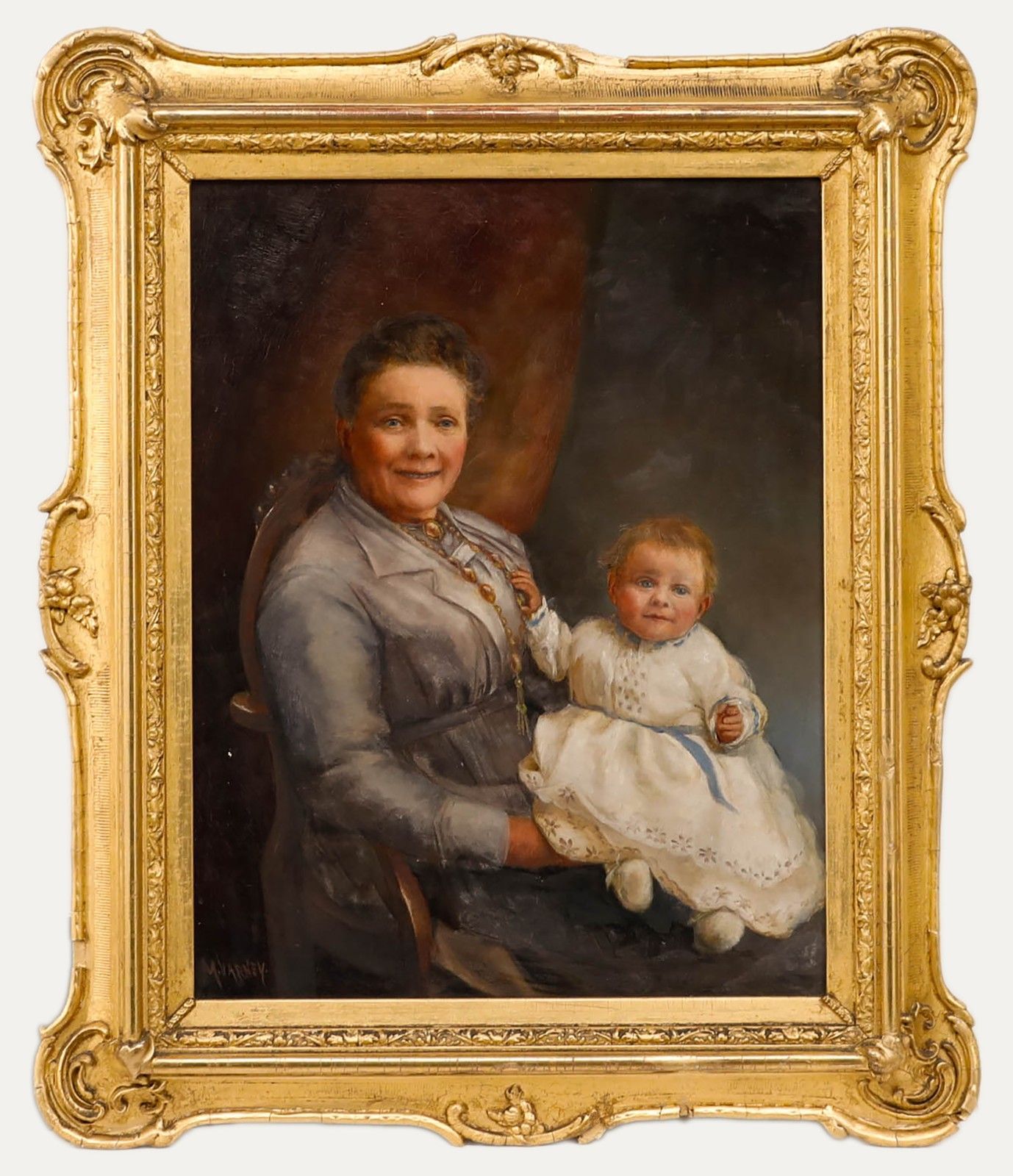 Madam Varney 19th Century Oil, Mother And Child
