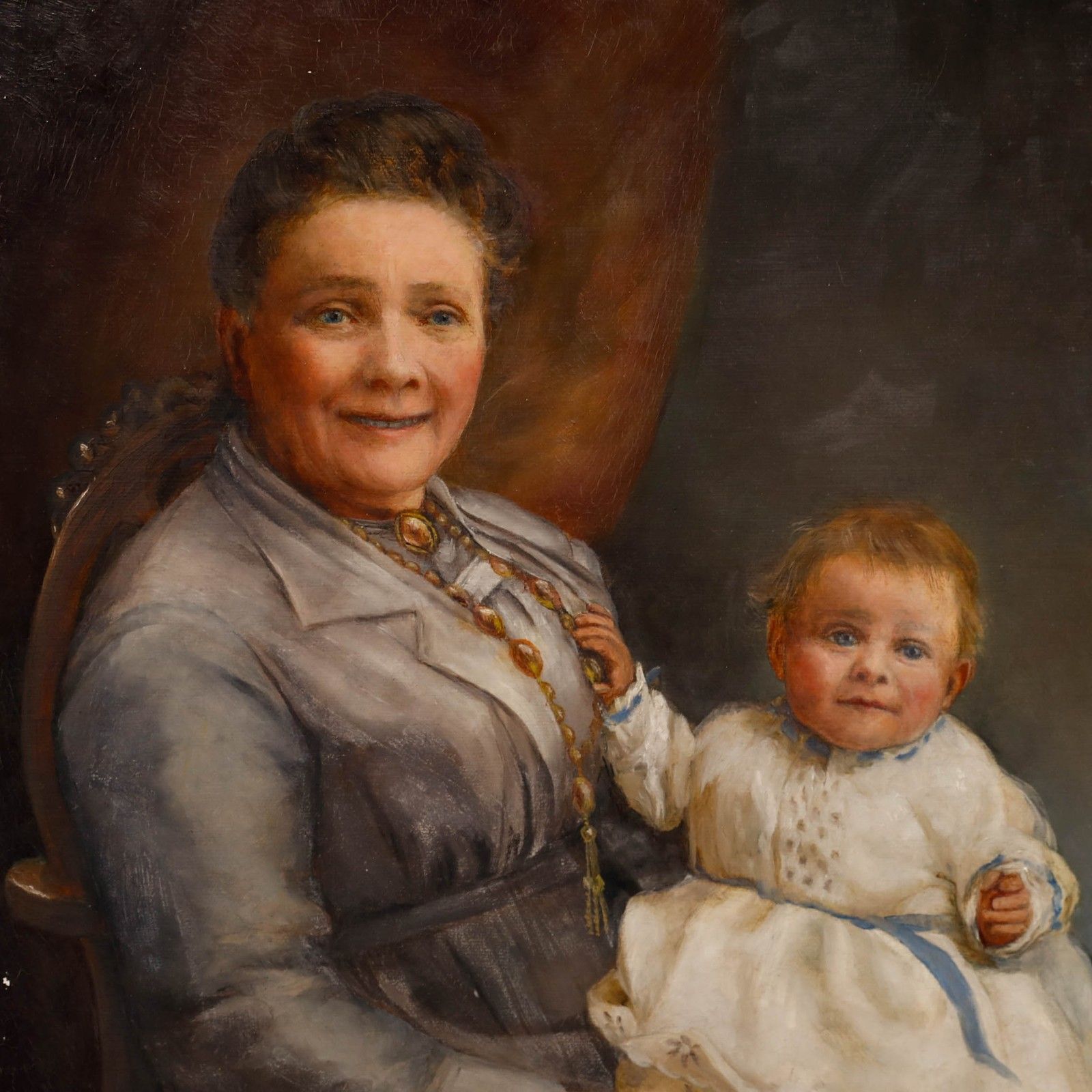 Madam Varney 19th Century Oil, Mother And Child photo Art