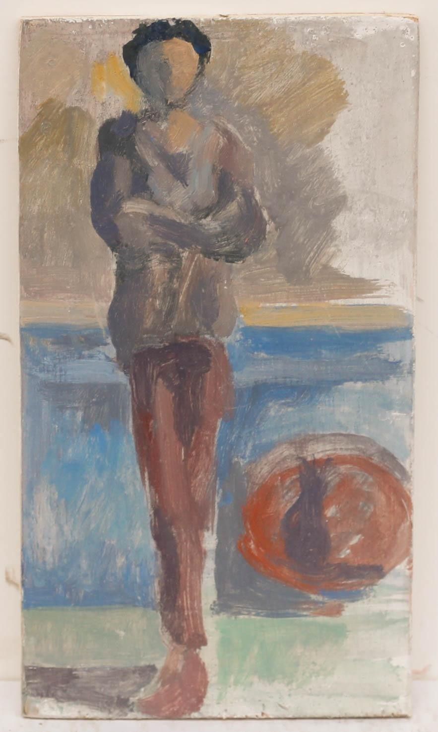 Bernadette Kelly (B.1933) Mid 20th Century Oil, Man In A Beret photo furniture