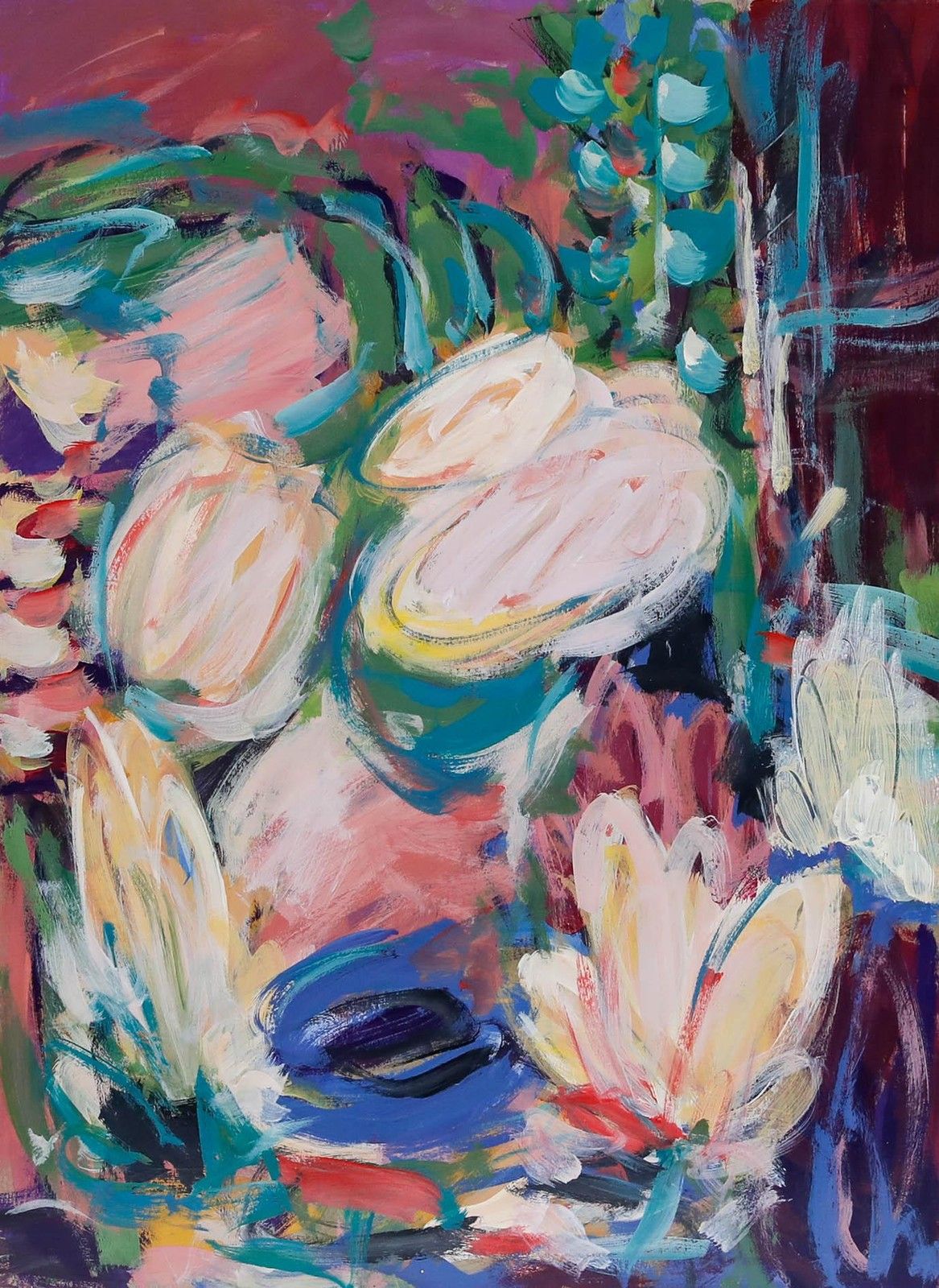 Erwin Steinhauser (1939 2023) 20th Century Acrylic, Flower Garden photo furniture