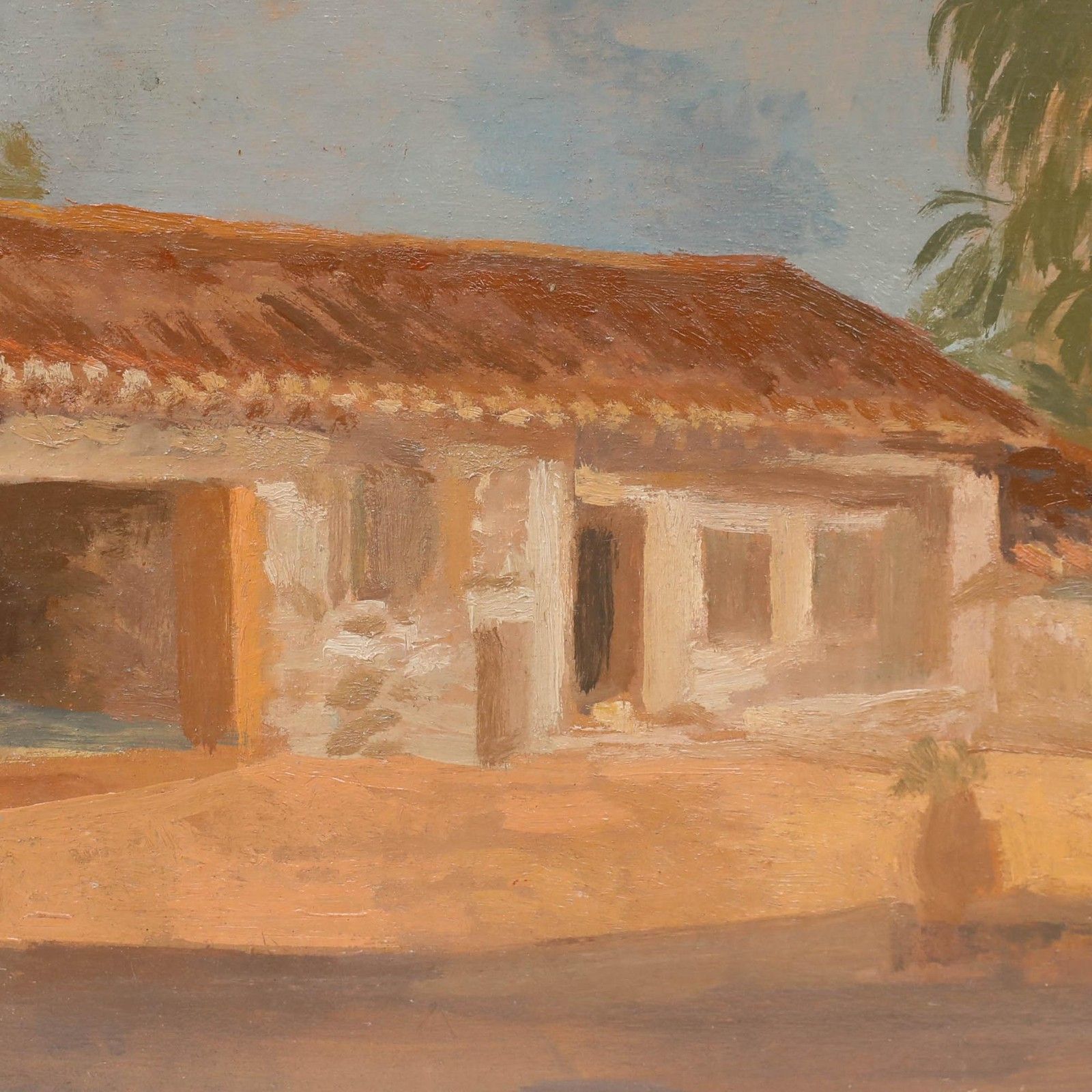 Bernadette Kelly (B.1933) Early 20th Century Oil, Sunlit Villa photo for sale
