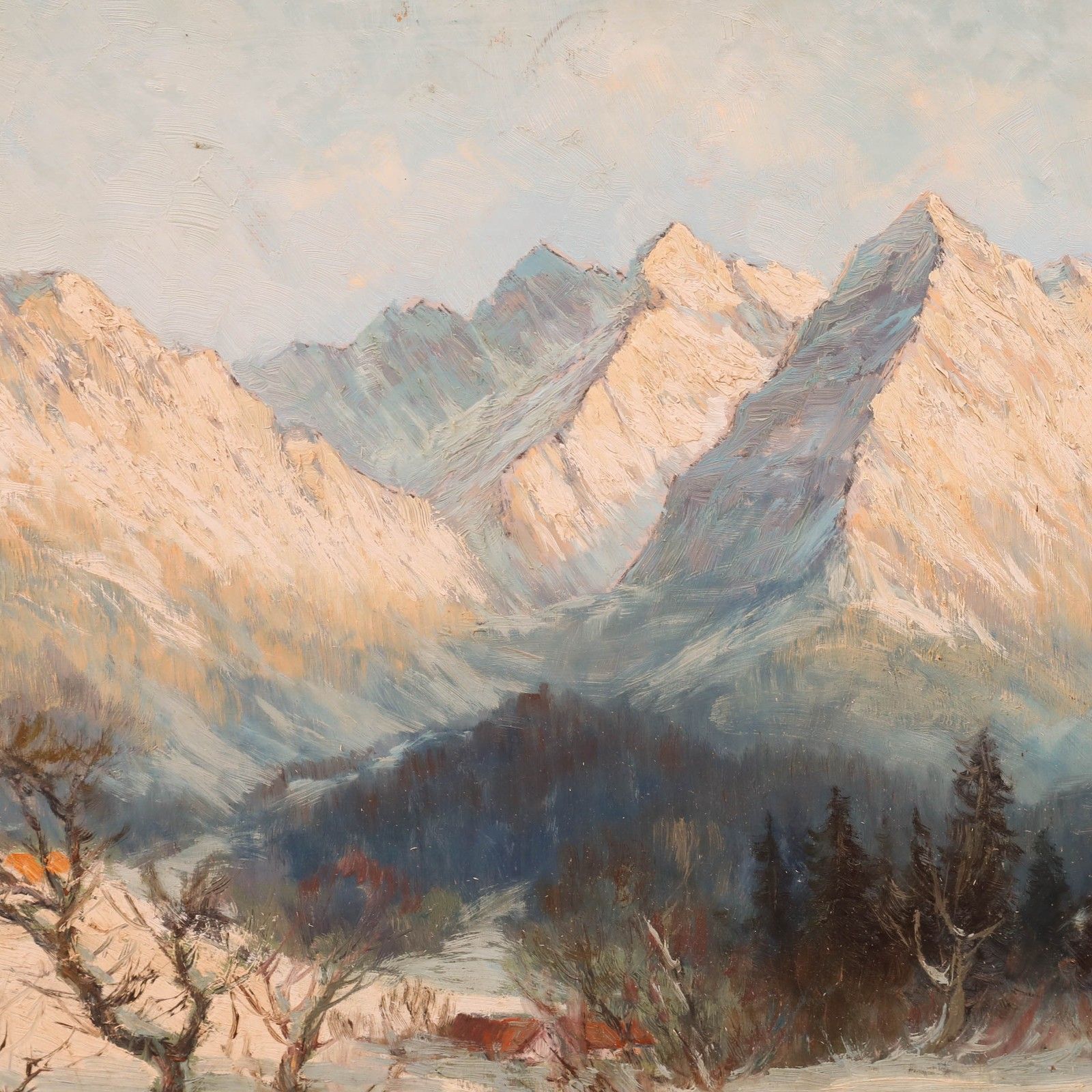 Hans Baier (1918 1976) Framed Mid 20th Century Oil, Oberstdorf In Early Winter photo Art