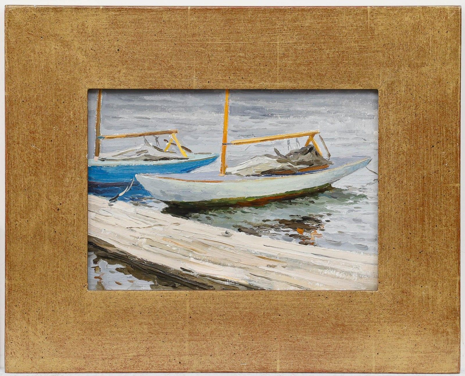 Leonid Petrovitch Baikov (1918 1994) Mid 20th Century Oil, At The Dock