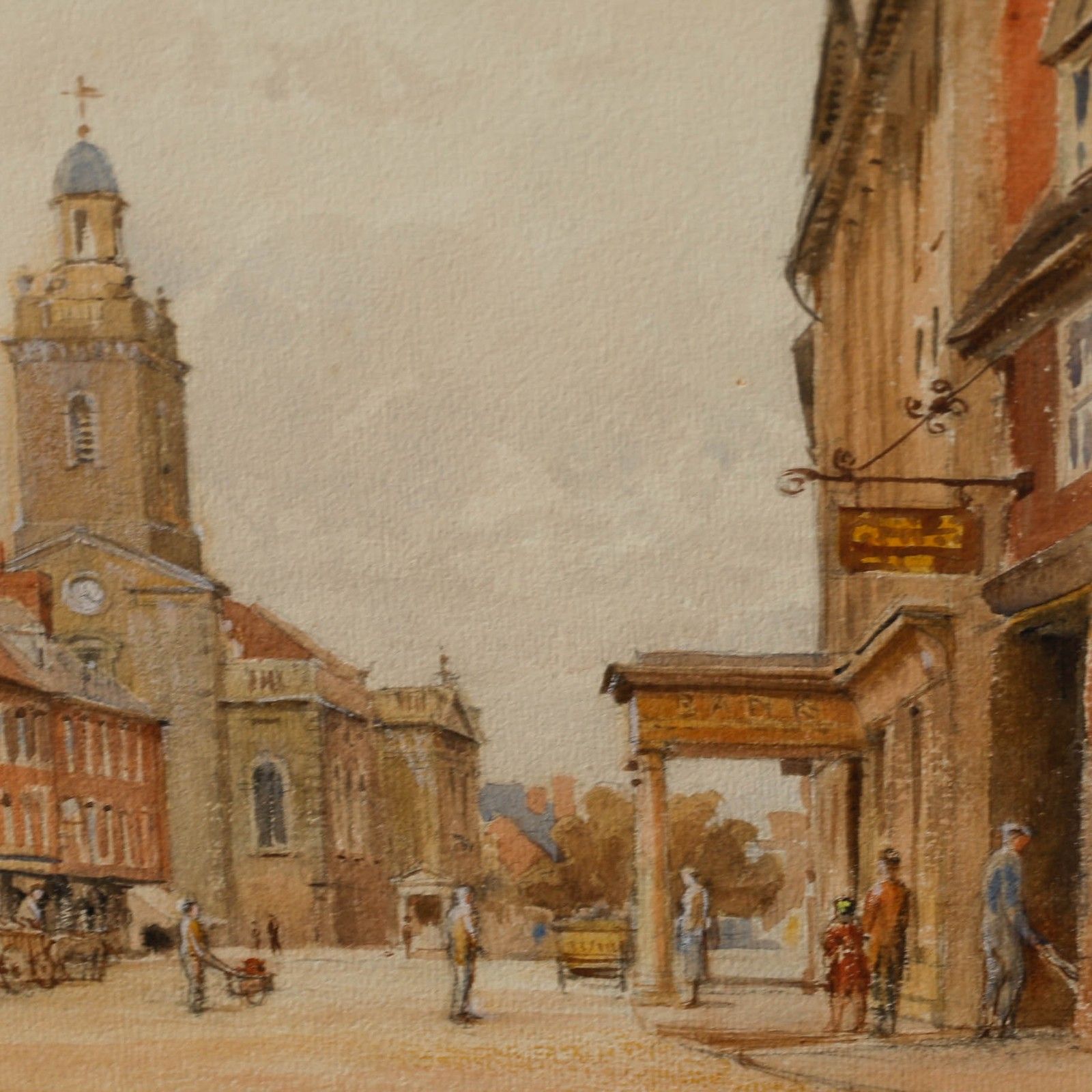 Alfred Henry Hart (1866 1953) Framed Watercolour, Market Place, Blandford photo Art