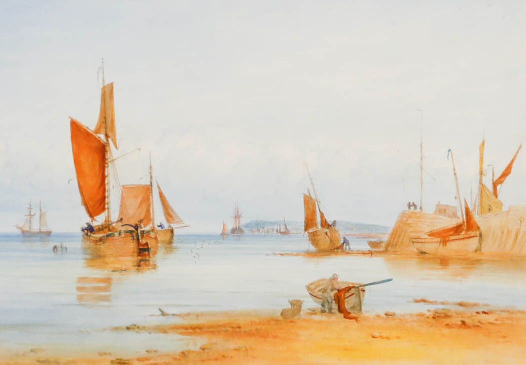 John Francis Branegan (1843 1909) Framed Watercolour, Evening On The Medway photo furniture