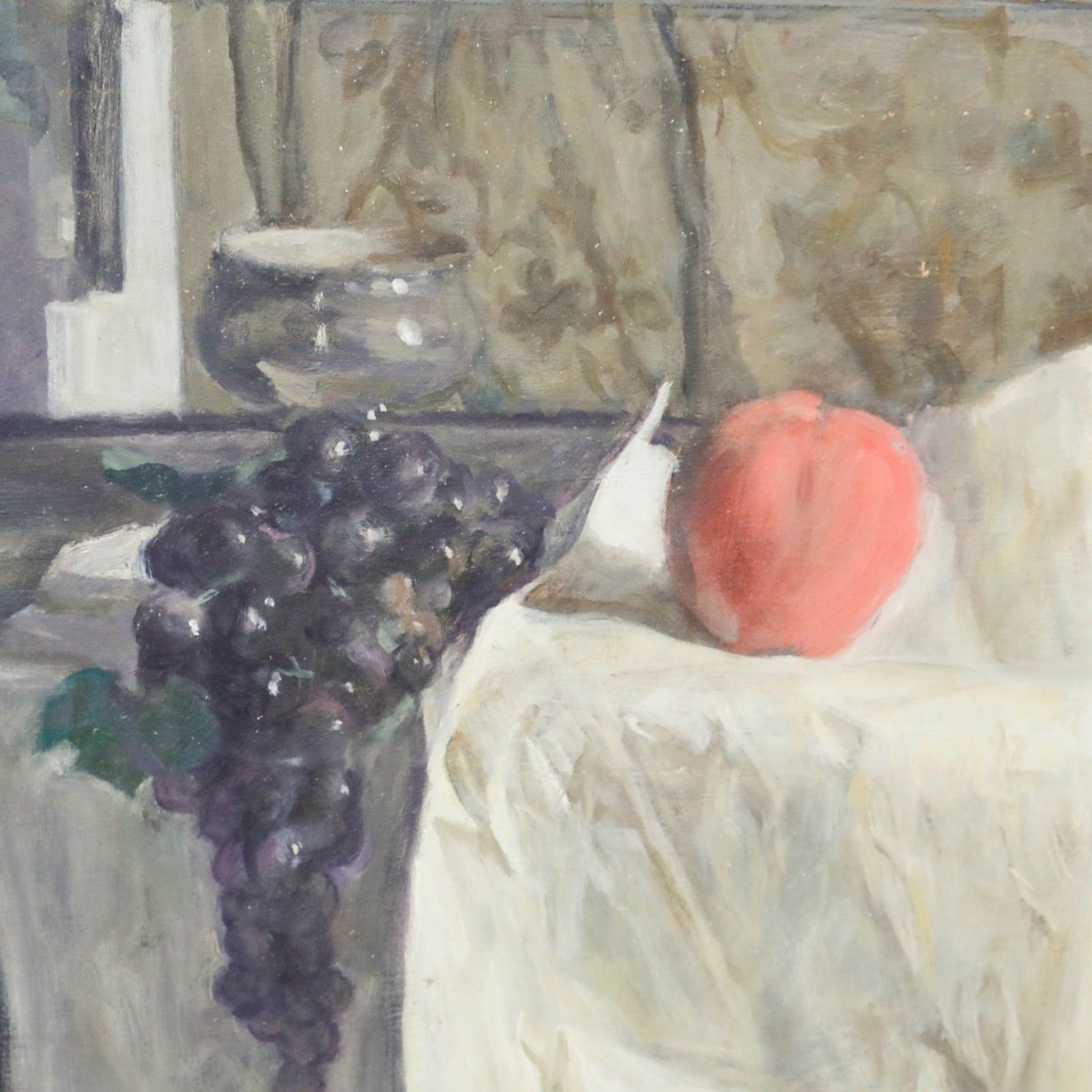 George Weissbort (1928 2013) 20th Century Oil, Apple & Grapes On A Ledge photo Art