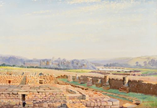 Alan Bengall Charlton (1913  1981) Mid 20th Century Oil, Corbridge Roman Site