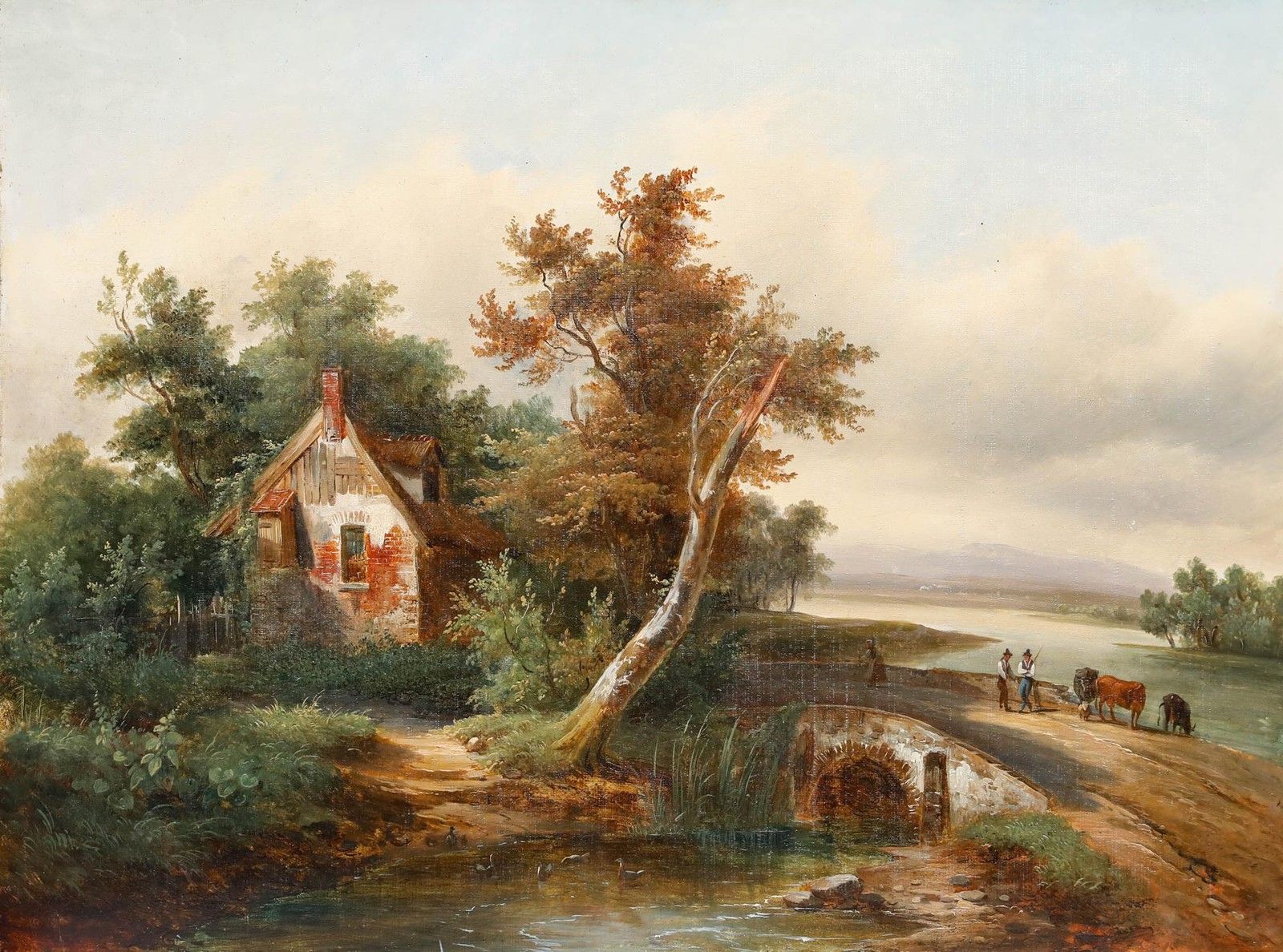 19th Century Oil Across The Bridge photo furniture